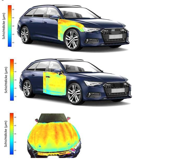 采用涂魔师3D整体膜厚成像系统测量汽车车身总漆膜厚度